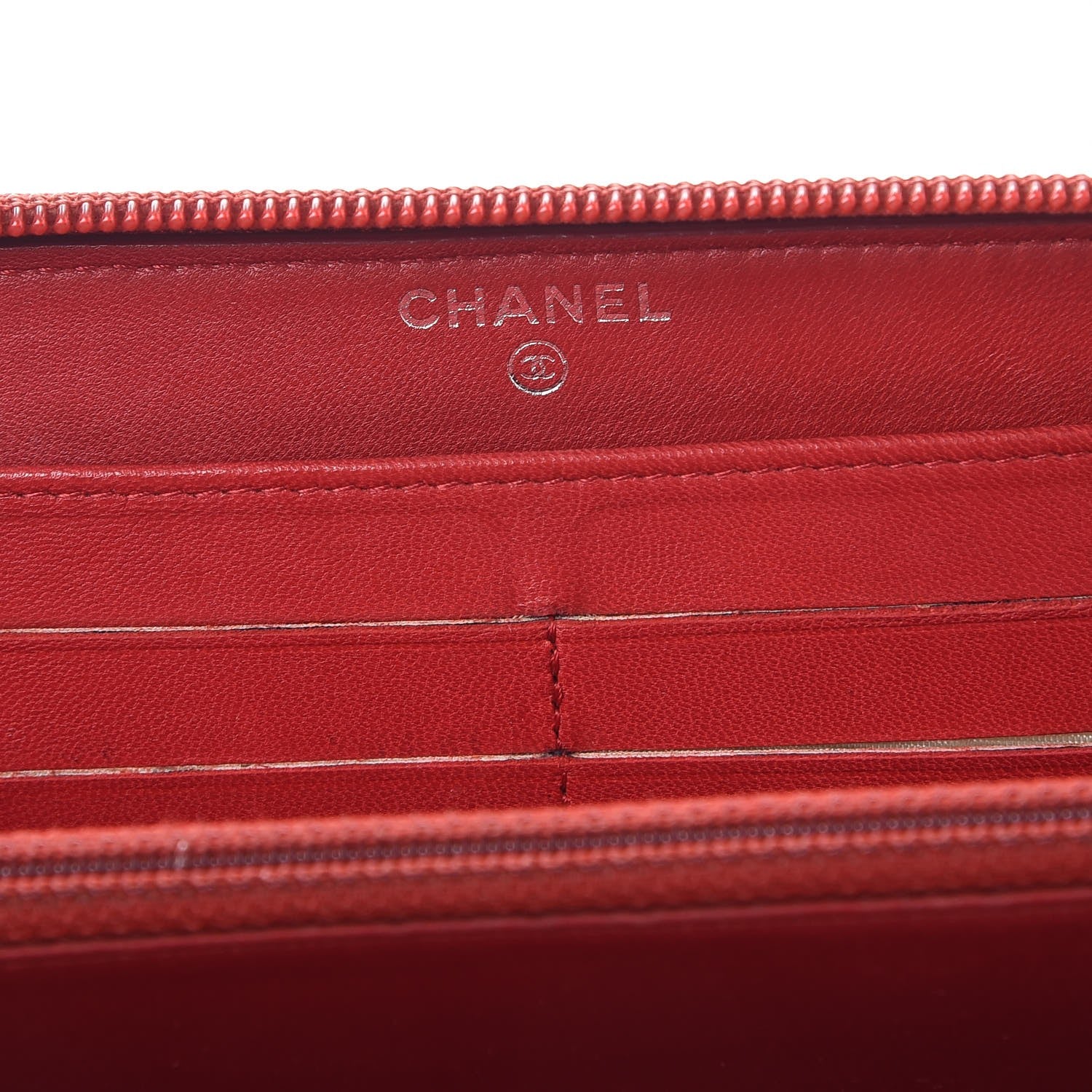 Chanel Lambskin Quilted Camellia Zip Around Large Gusset Wallet Red 6 of 12
