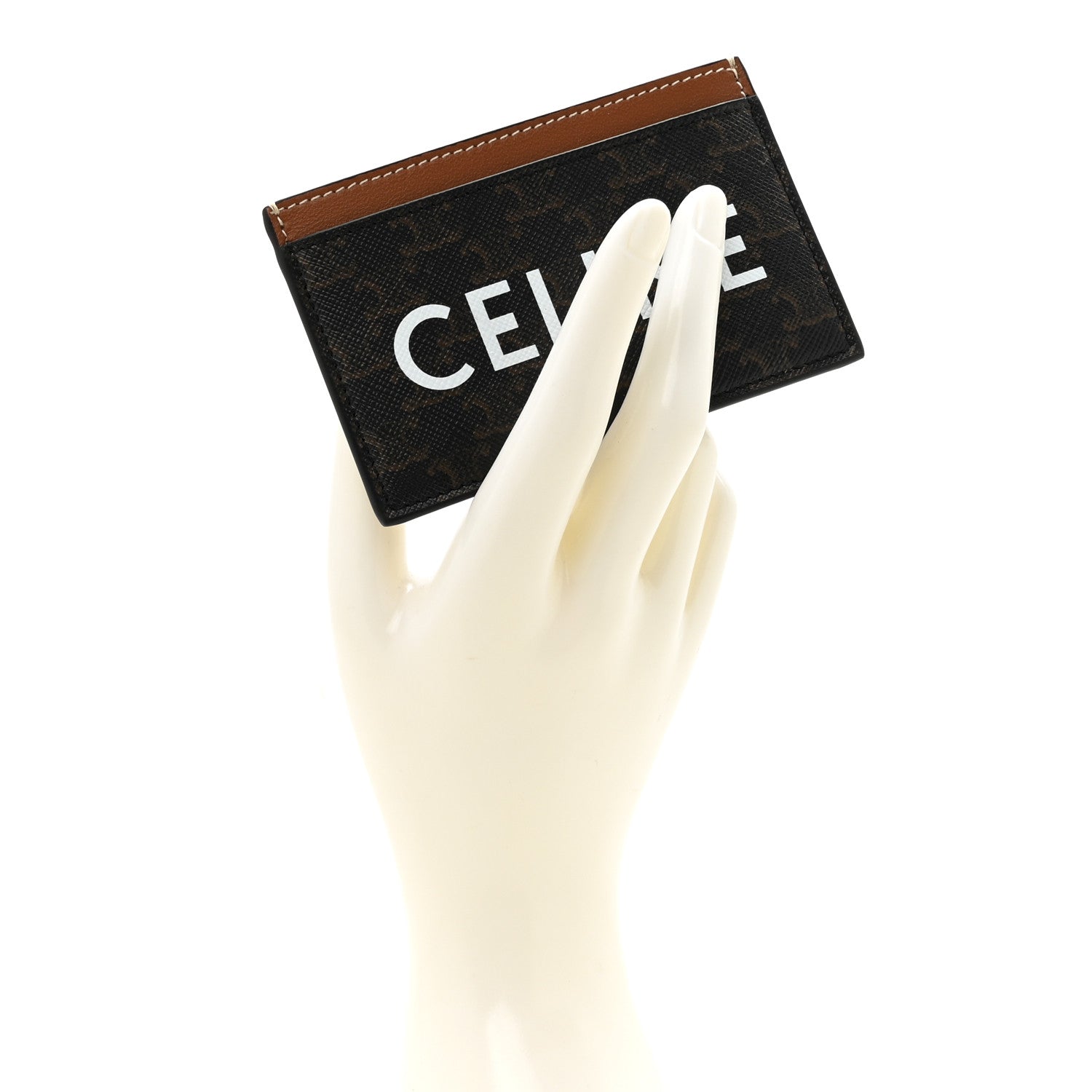 Celine Triomphe Canvas Card Holder Multicolor Tan 2 of 6