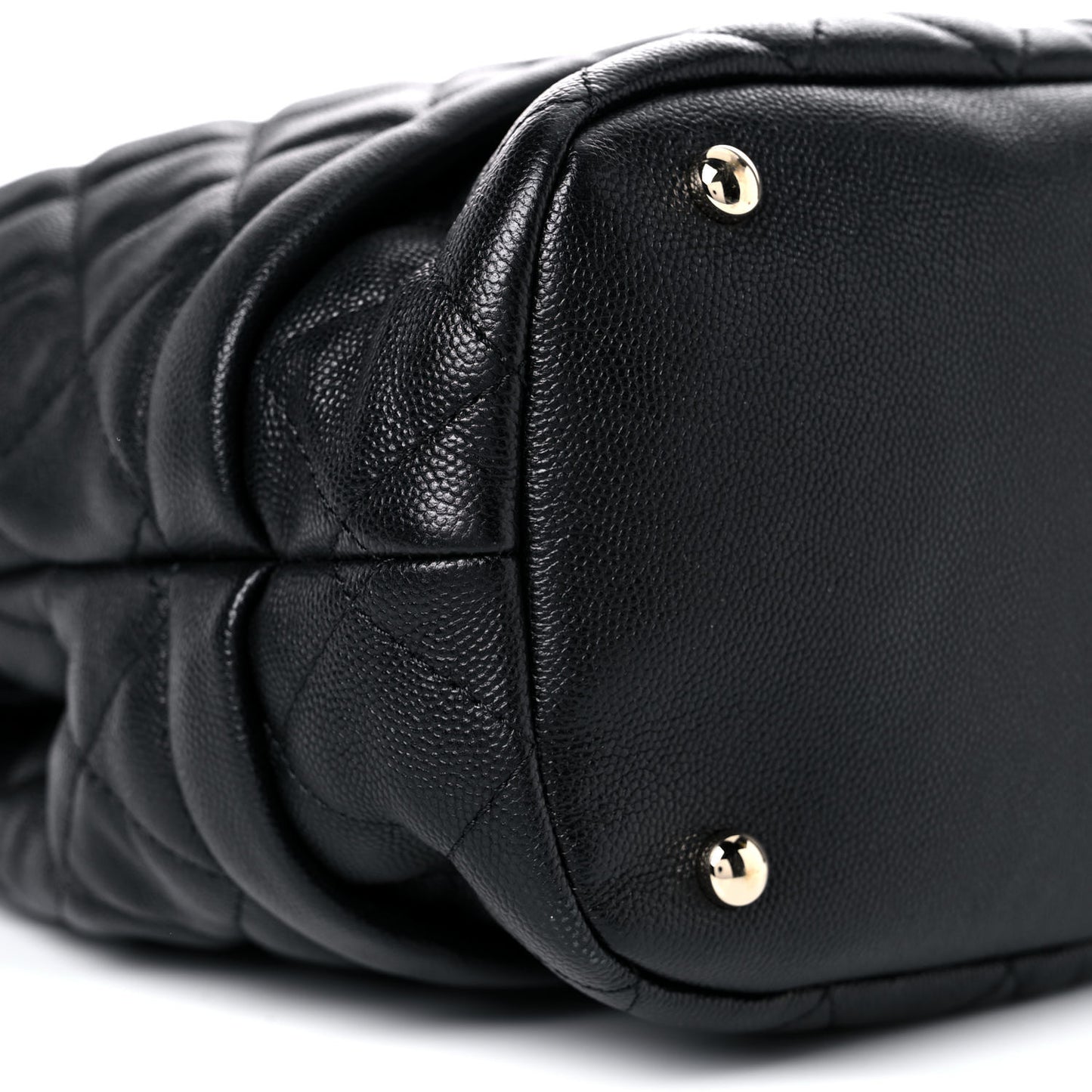 Caviar Quilted Large Rolled Up Bucket Drawstring Bag Black