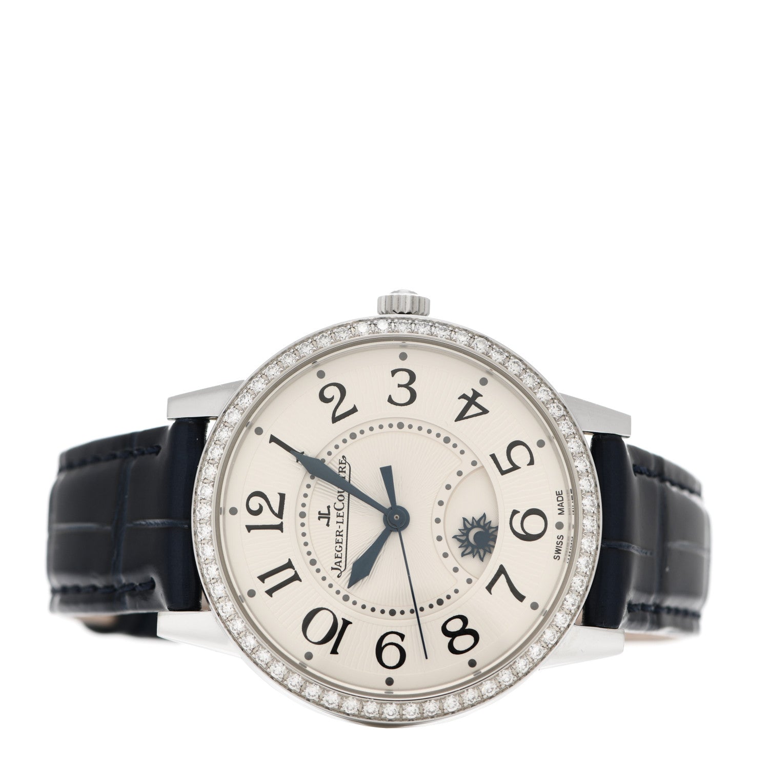 Jaeger-LeCoultre Stainless Steel Alligator Diamond Bezel 34mm Rendez-Vous Classic Day & Night Automatic Watch 344.8.37.S 2 of 5