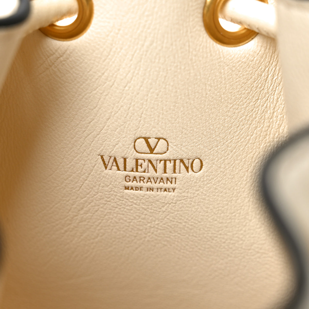 Nappa Mini VLogo Signature Bucket Bag Light Ivory