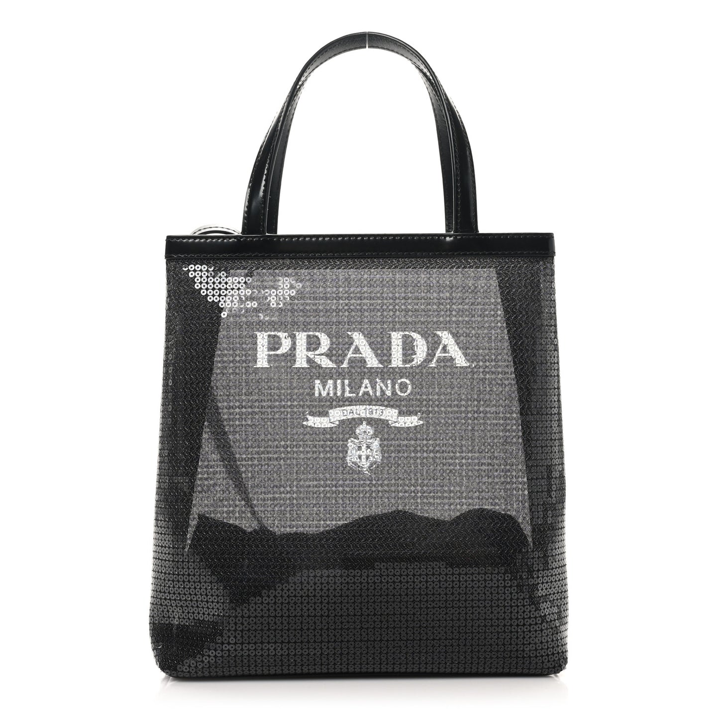 Sequin Rete Paillettes Small Tote Bag Black