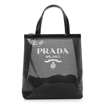 Prada Sequin Rete Paillettes Small Tote Bag Black 1 of 9