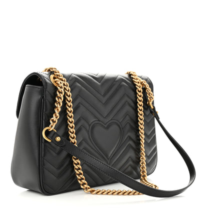 Gucci Calfskin Matelasse Medium GG Marmont Shoulder Bag Black 3 of 10