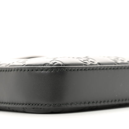 Gucci Guccissima Signature Medium Flat Messenger Bag Black 9 of 12