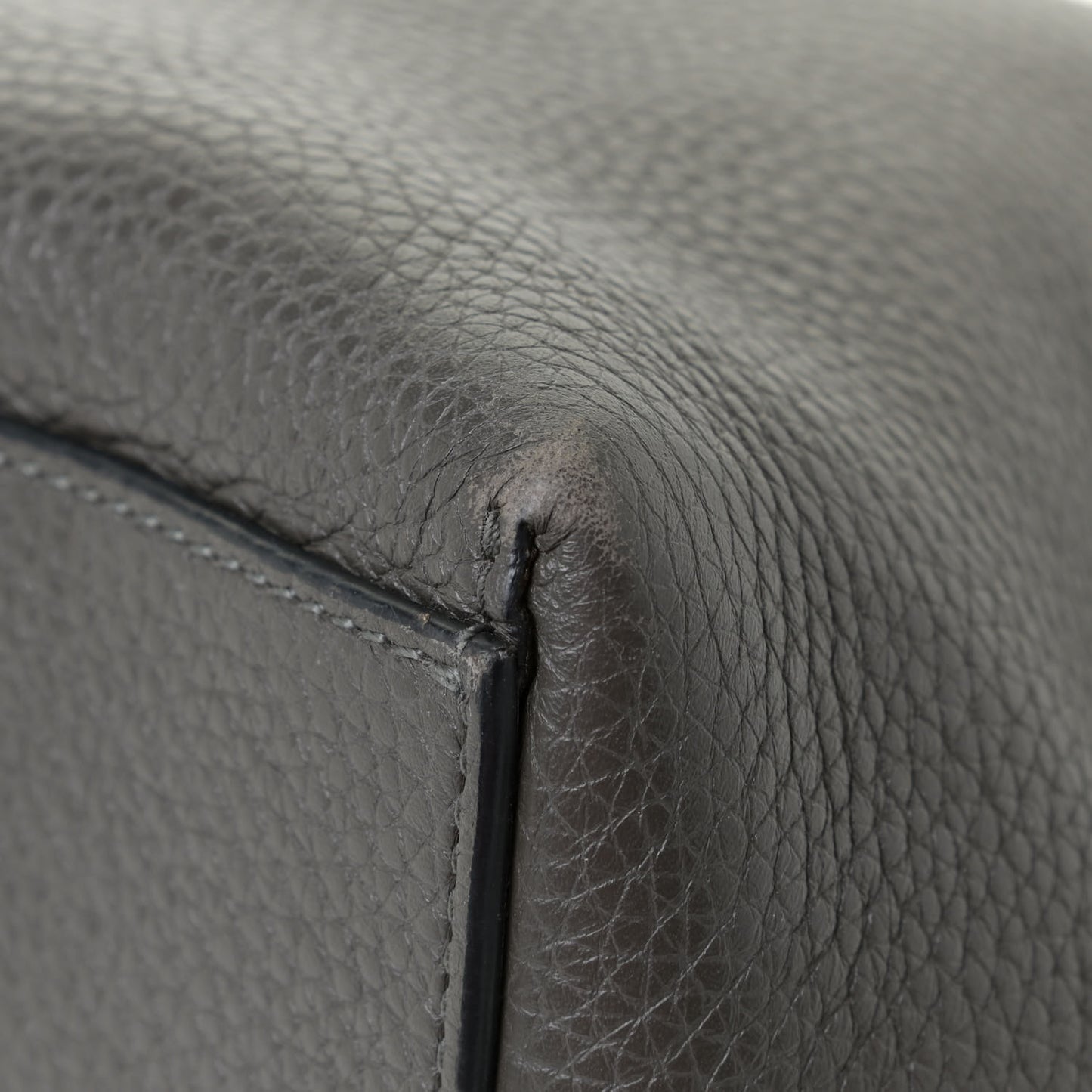 Grained Calfskin Rockstud Shoulder Tote Graphite