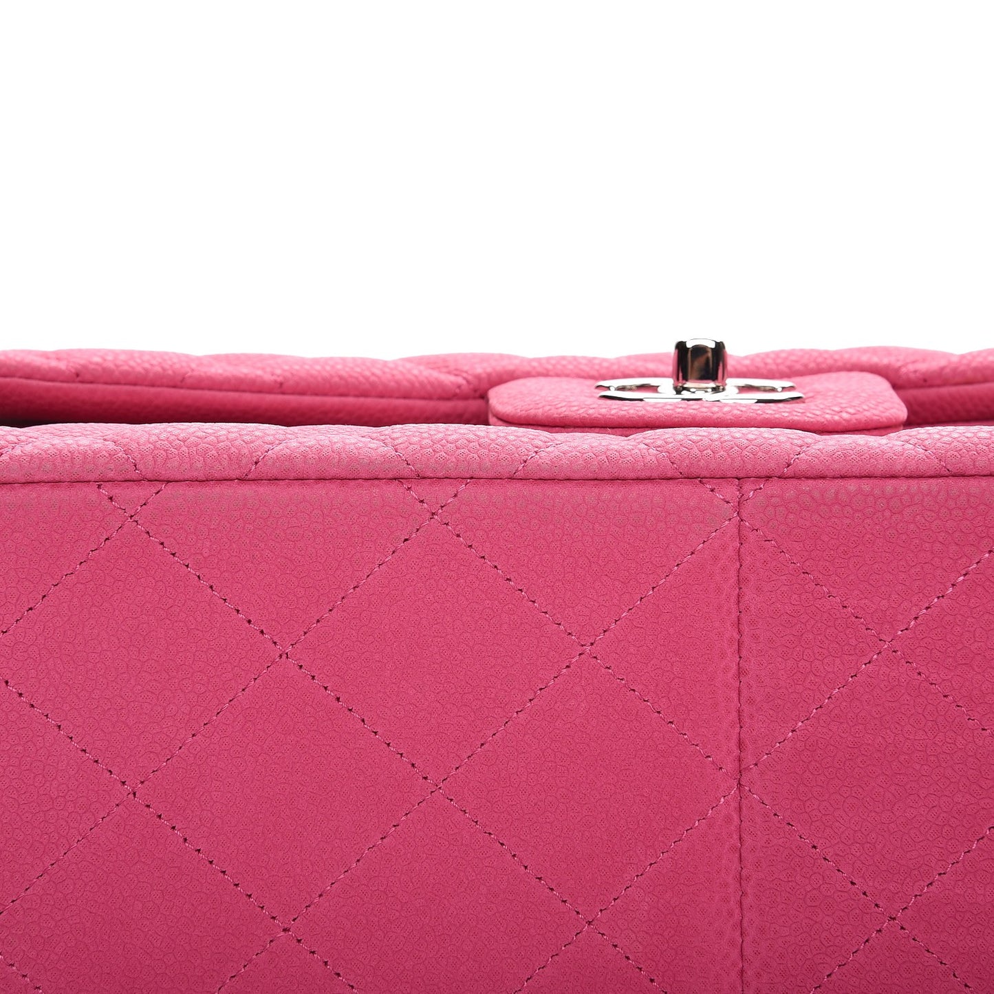 Iridescent Caviar Quilted Jumbo Double Flap Pink