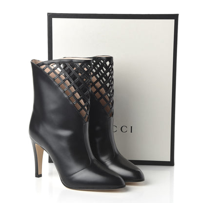 Gucci Plume Calfskin Damir Lattice Cutout Boots 39.5 Black 9 of 9