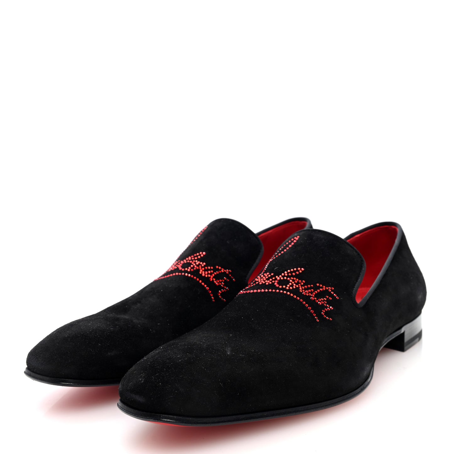 Velvet Strass Mens Dandelion Flat Loafers 42.5 Black