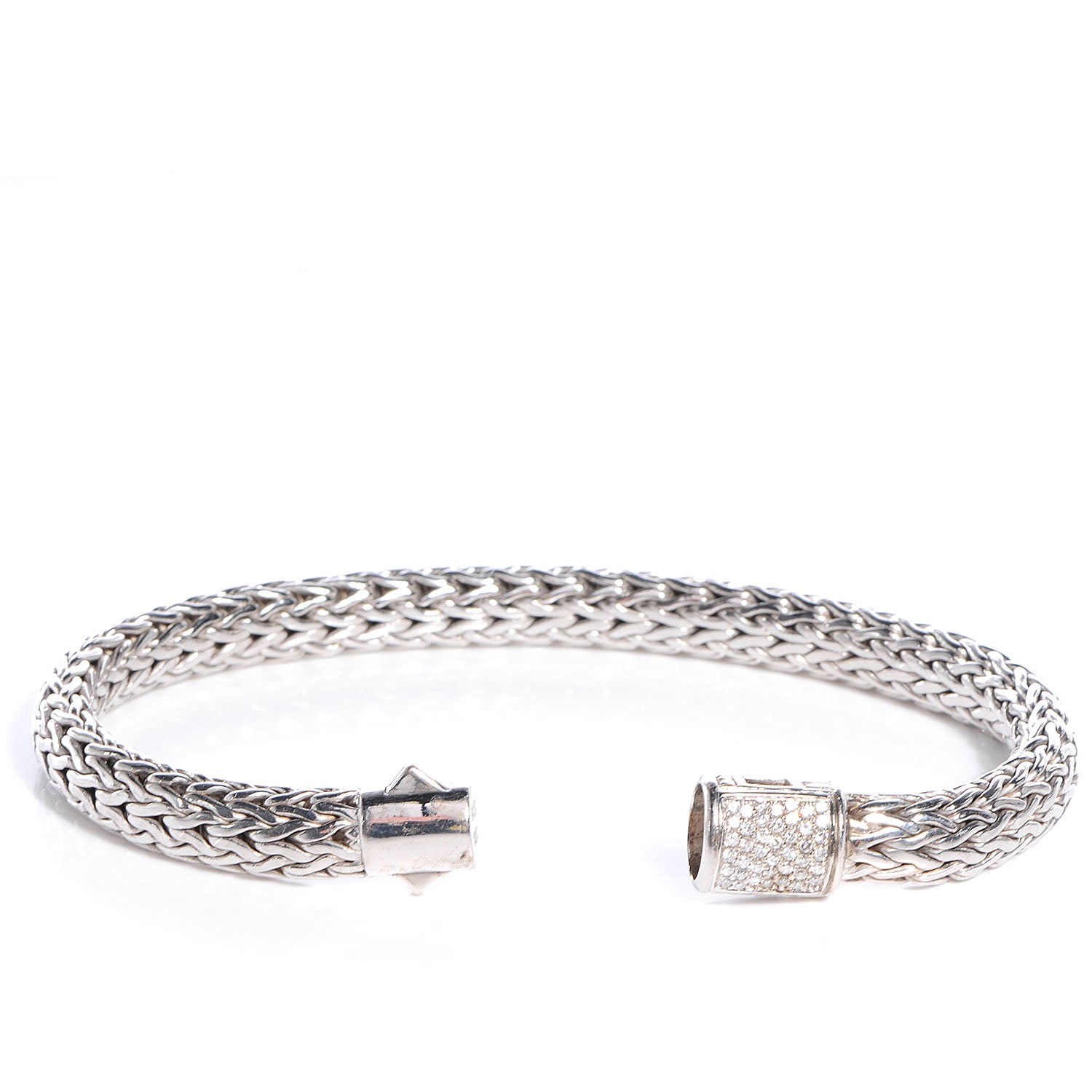 John Hardy Sterling Silver Pave Diamonds Medium Classic Chain Clasp Bracelet 3 of 5