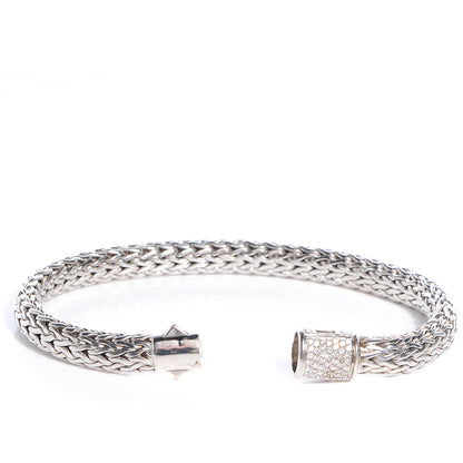 John Hardy Sterling Silver Pave Diamonds Medium Classic Chain Clasp Bracelet 3 of 5