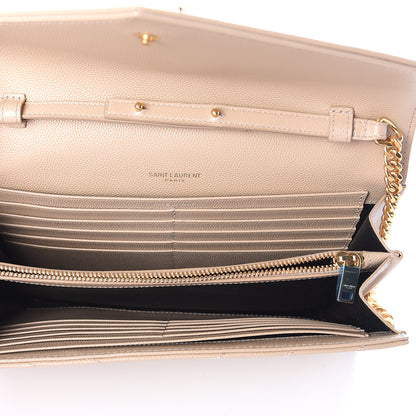 Saint Laurent Grain De Poudre Matelasse Chevron Monogram Chain Wallet Nude Powder 4 of 7
