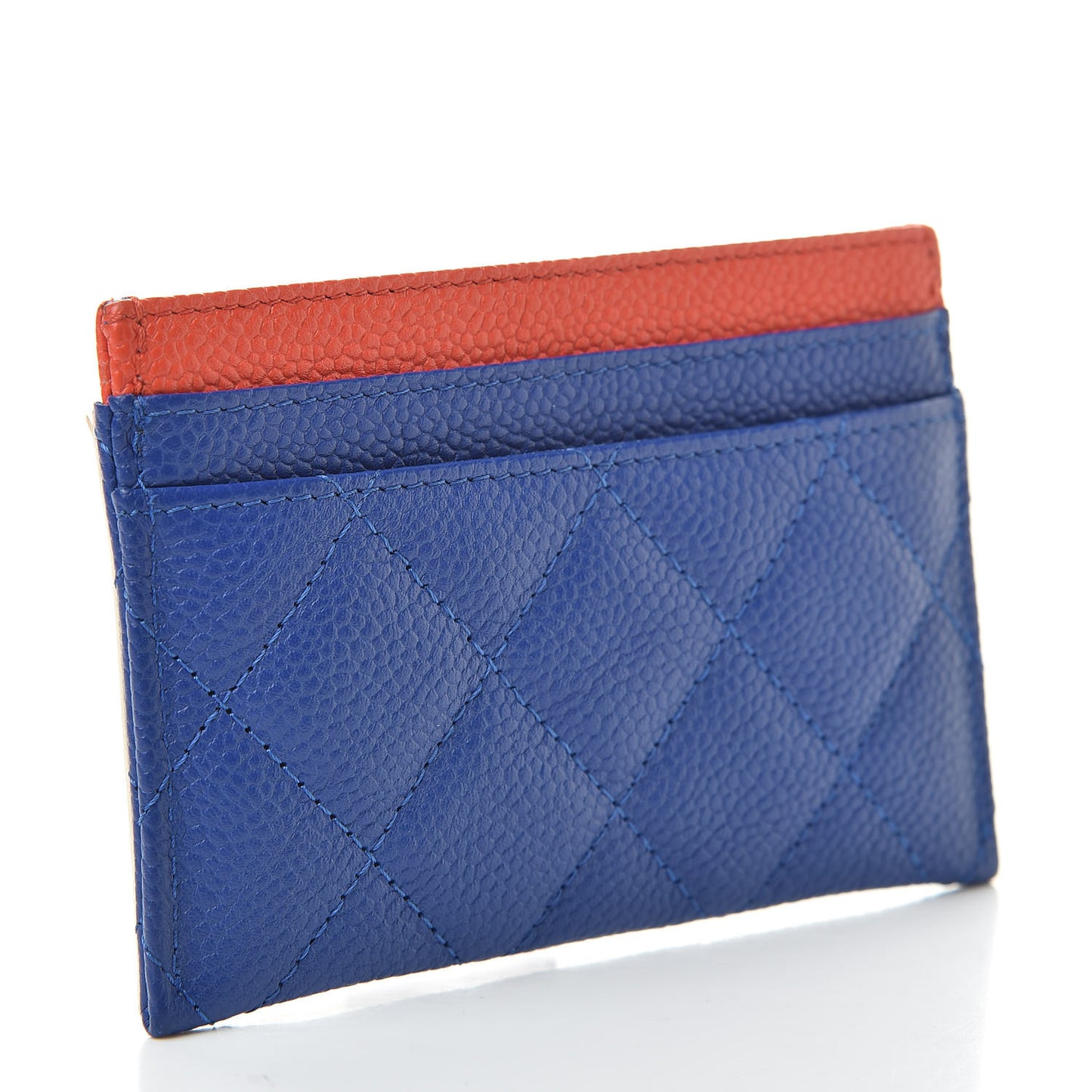 Caviar Quilted Filigree Card Holder Blue White Red
