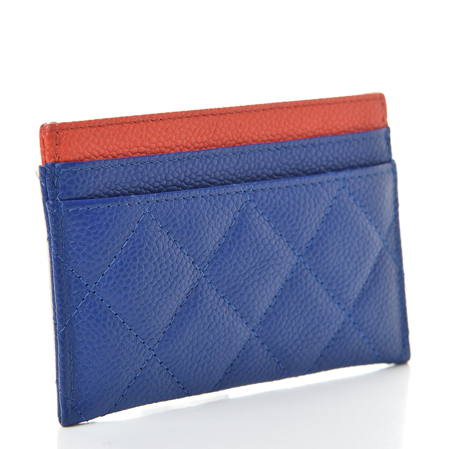 Chanel Caviar Quilted Filigree Card Holder Blue White Red 3 of 10
