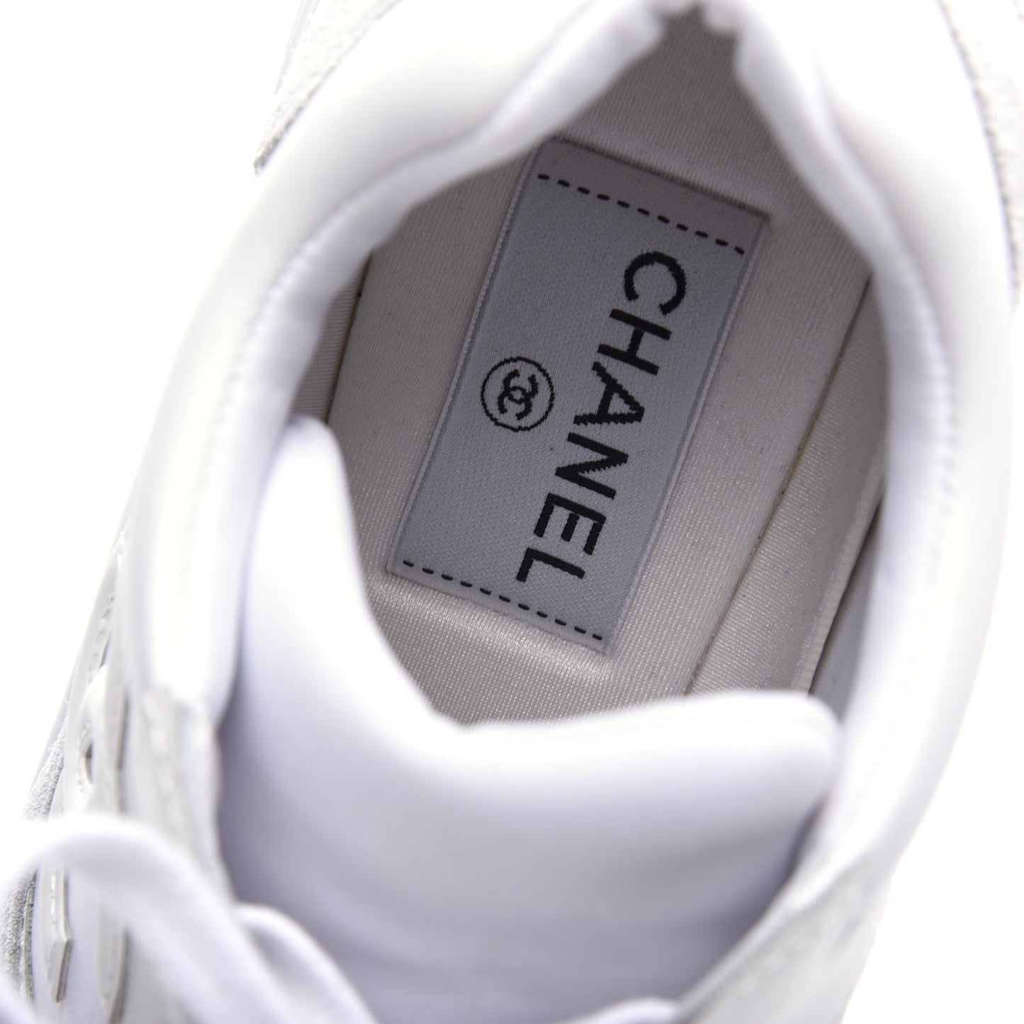 Suede Calfskin Fabric CC Sneakers 38.5 White