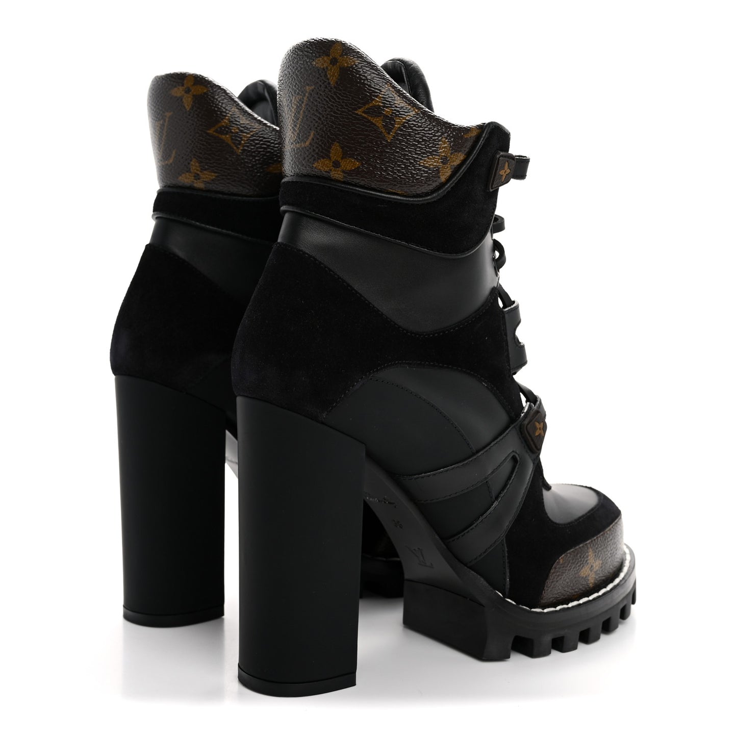 Suede Calfskin Monogram Star Trail Ankle Boots 38 Black
