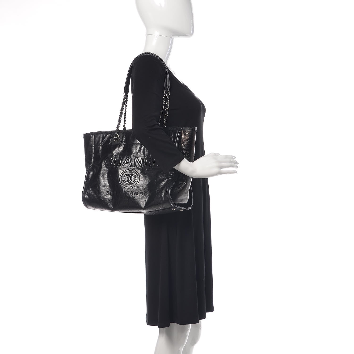 Chanel Glazed Calfskin Small Deauville Tote Black 2 of 10