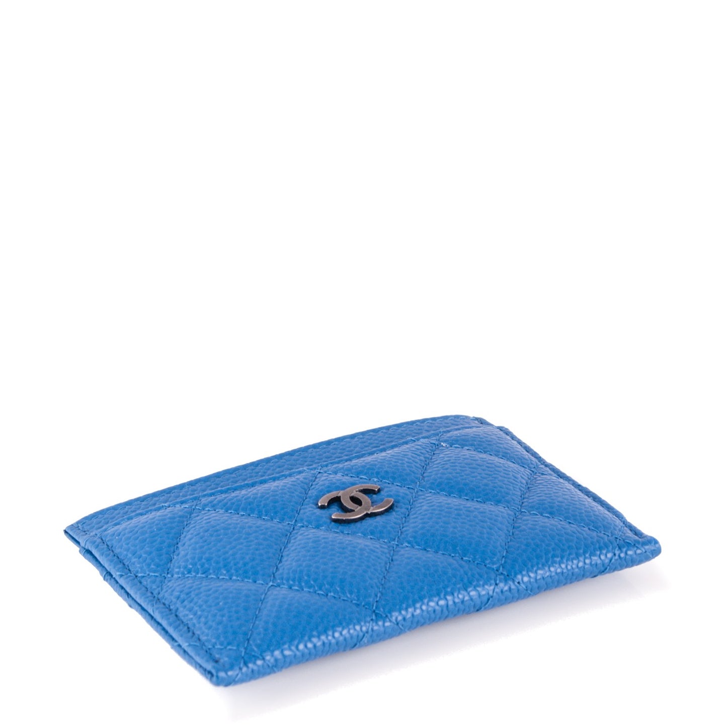 Caviar Quilted Card Holder Blue