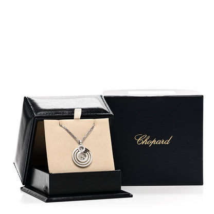 Chopard 18K White Gold Happy Diamonds Circle Pendant Necklace 5 of 5
