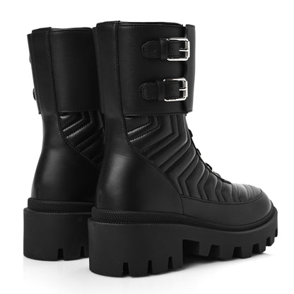 Gucci Nappa Frances GG Matelasse Platform Combat Boots 35.5 Black 4 of 6
