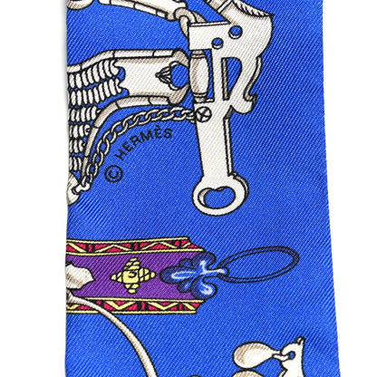Hermes Silk Mors Et Gourmettes Remix Twilly Bleu Roy Turquoise Prune 4 of 5