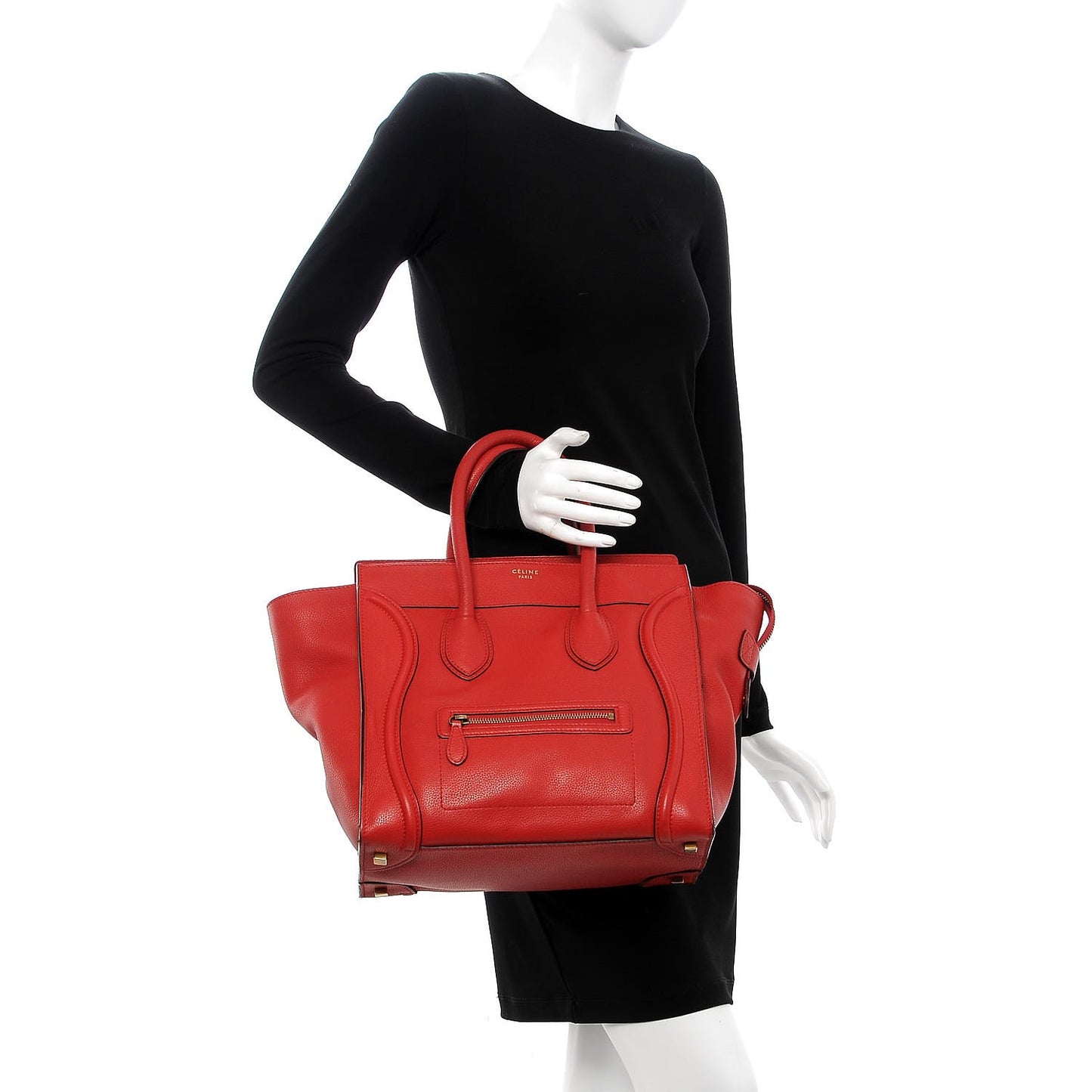 Drummed Calfskin Mini Luggage Coquelicot