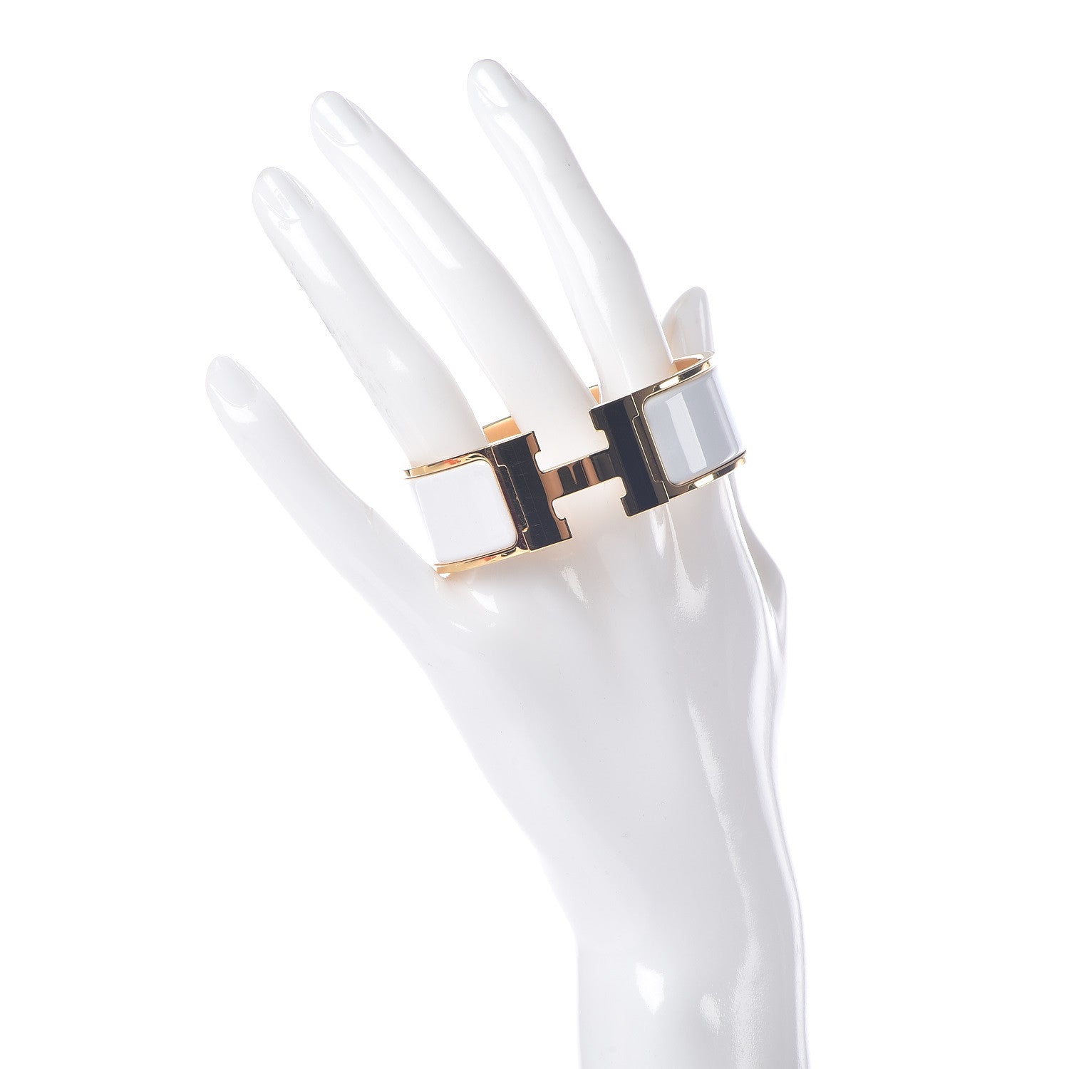 Hermes Enamel Wide Clic Clac H Bracelet GM White 2 of 7
