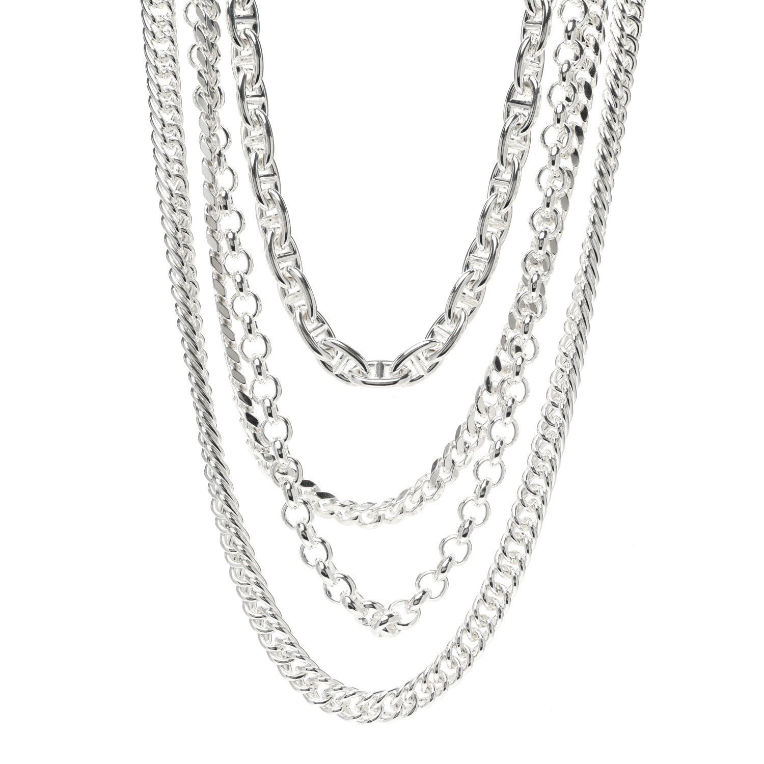 Hermes Sterling Silver Chaine d'Ancre Etcaetera Necklace 1 of 5