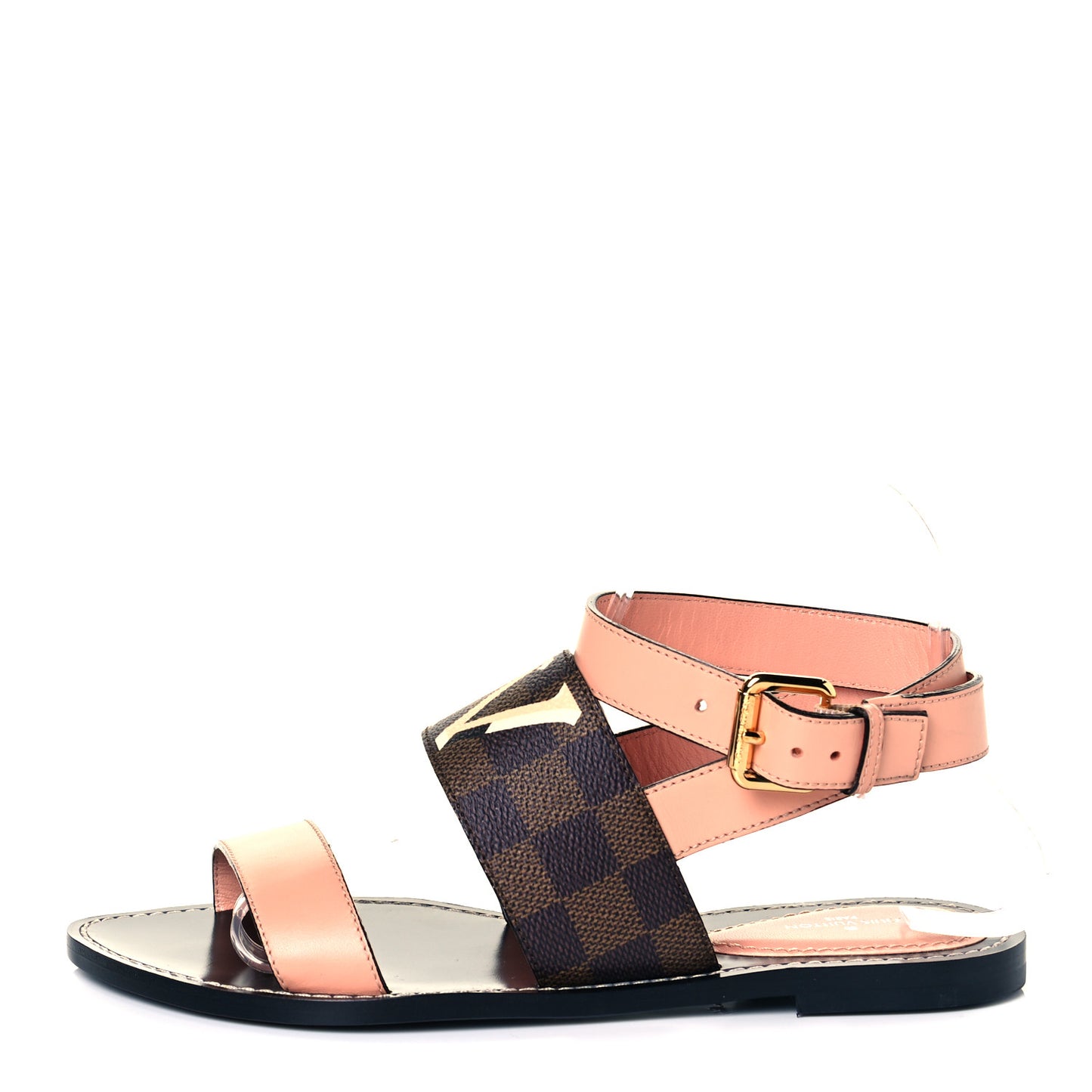 Calfskin Damier Ebene Passenger Flat Sandals 38 Venus Pink