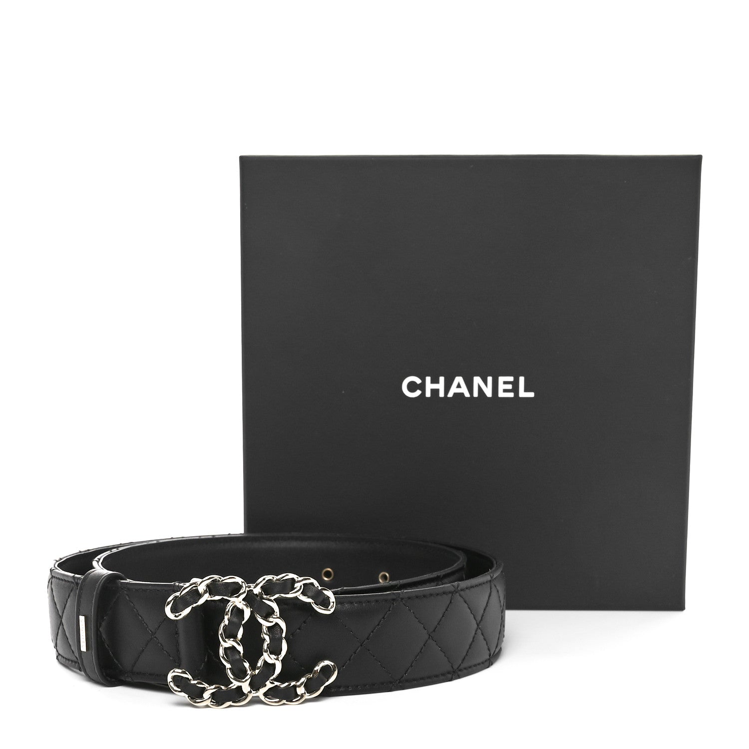Chanel Calfskin Quilted CC Chain Belt 80 32 Black 9 of 9