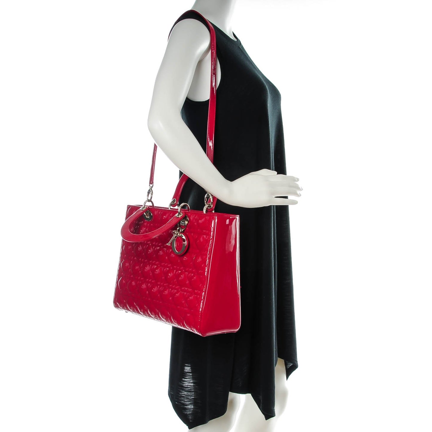 Patent Cannage Large Lady Dior Red