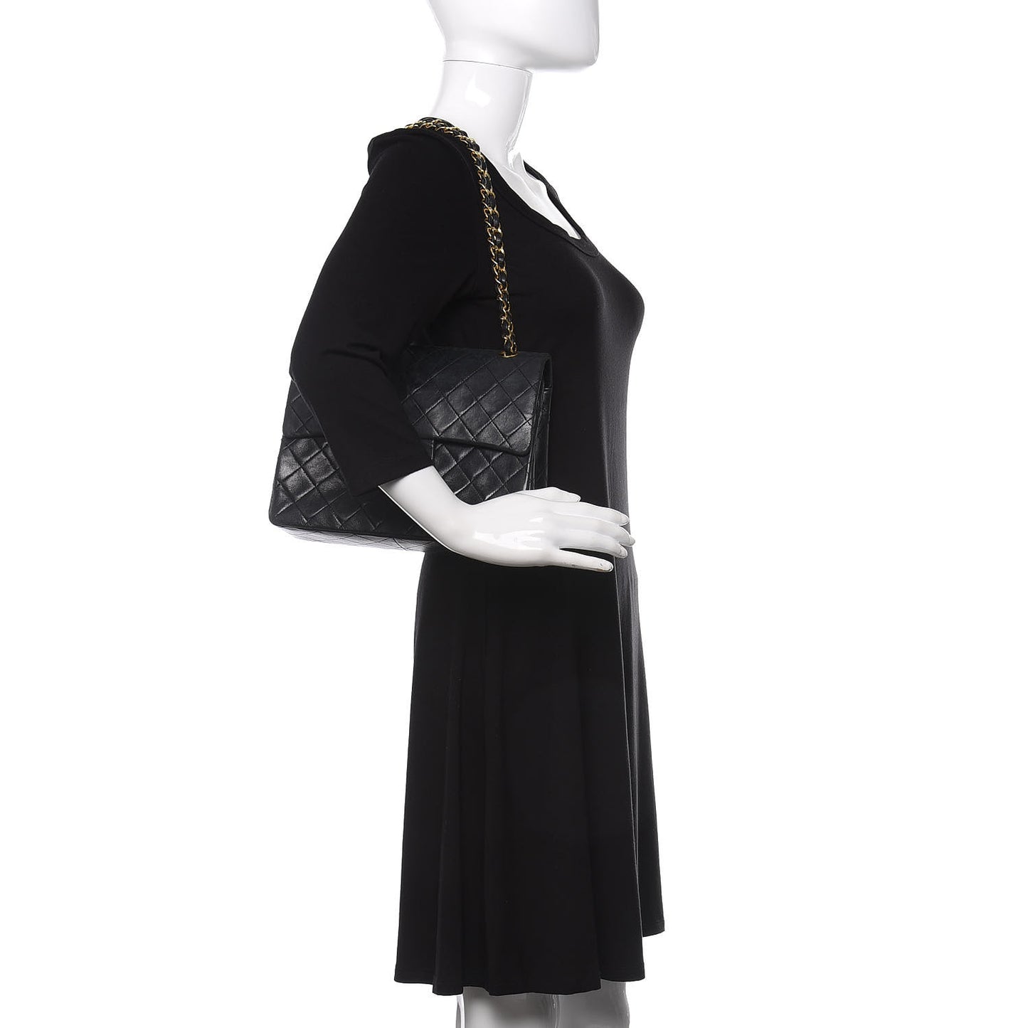 Lambskin Quilted Medium Double Flap Black