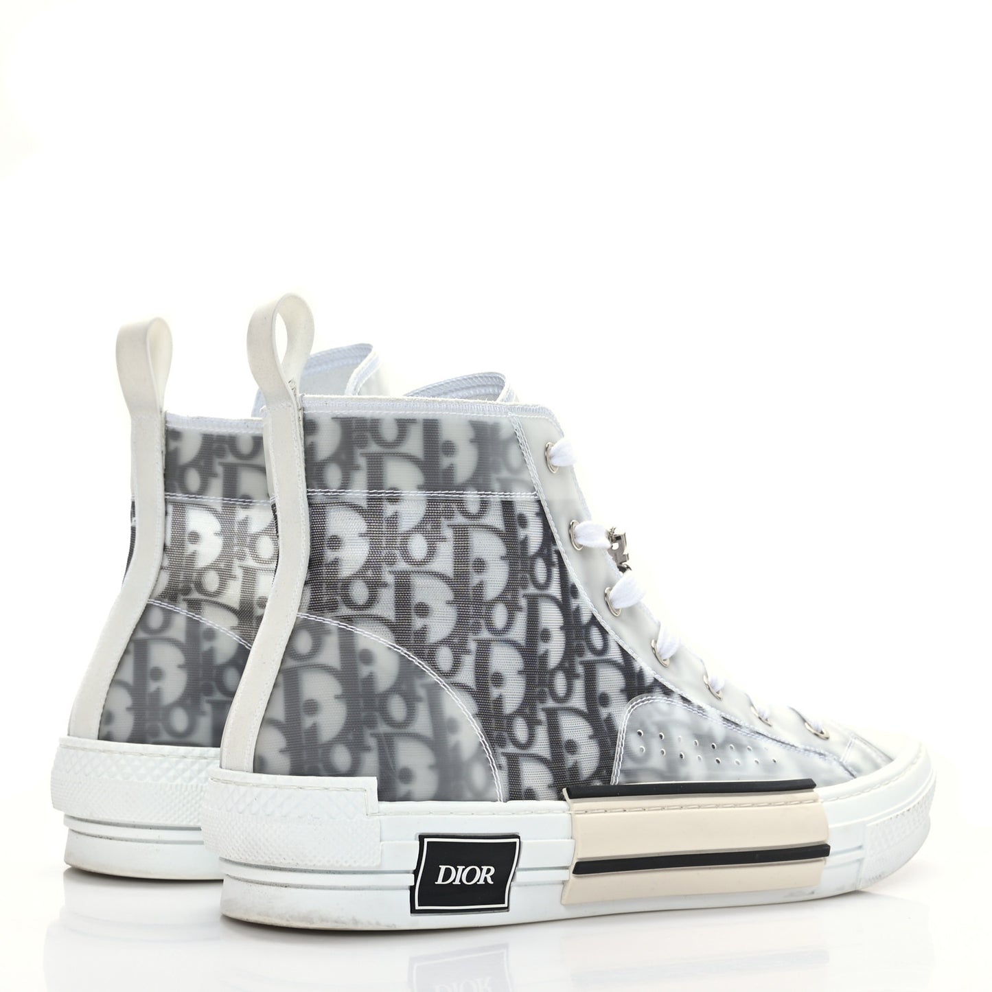 Technical Canvas Oblique Mens B23 High Top Sneakers 45 White Black