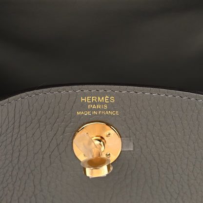 Hermes Taurillon Clemence Mini Lindy 20 Gris Meyer 6 of 11