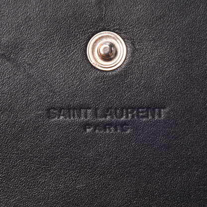 Saint Laurent Calfskin Crocodile Embossed Business Card Case Black 6 of 9