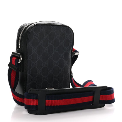 Gucci GG Supreme Monogram Appia Calfskin Web Small Camera Messenger Bag Black Grey 3 of 10
