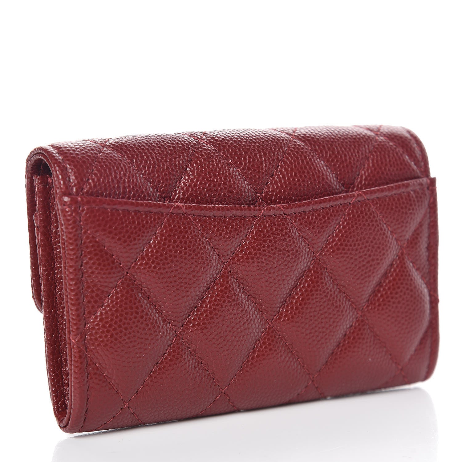 Chanel Iridescent Caviar Quilted Flap Card Holder Burgundy 3 of 9