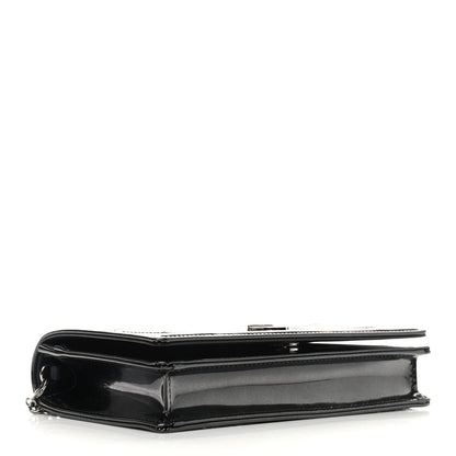 Christian Dior Metallic Patent Micro-Cannage Diorama Wallet on Chain Pouch Black 4 of 8