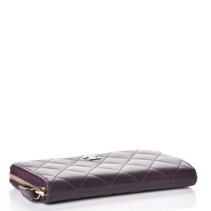 Chanel Lambskin Quilted Small Zip Around Wallet Dark Purple 4 of 8
