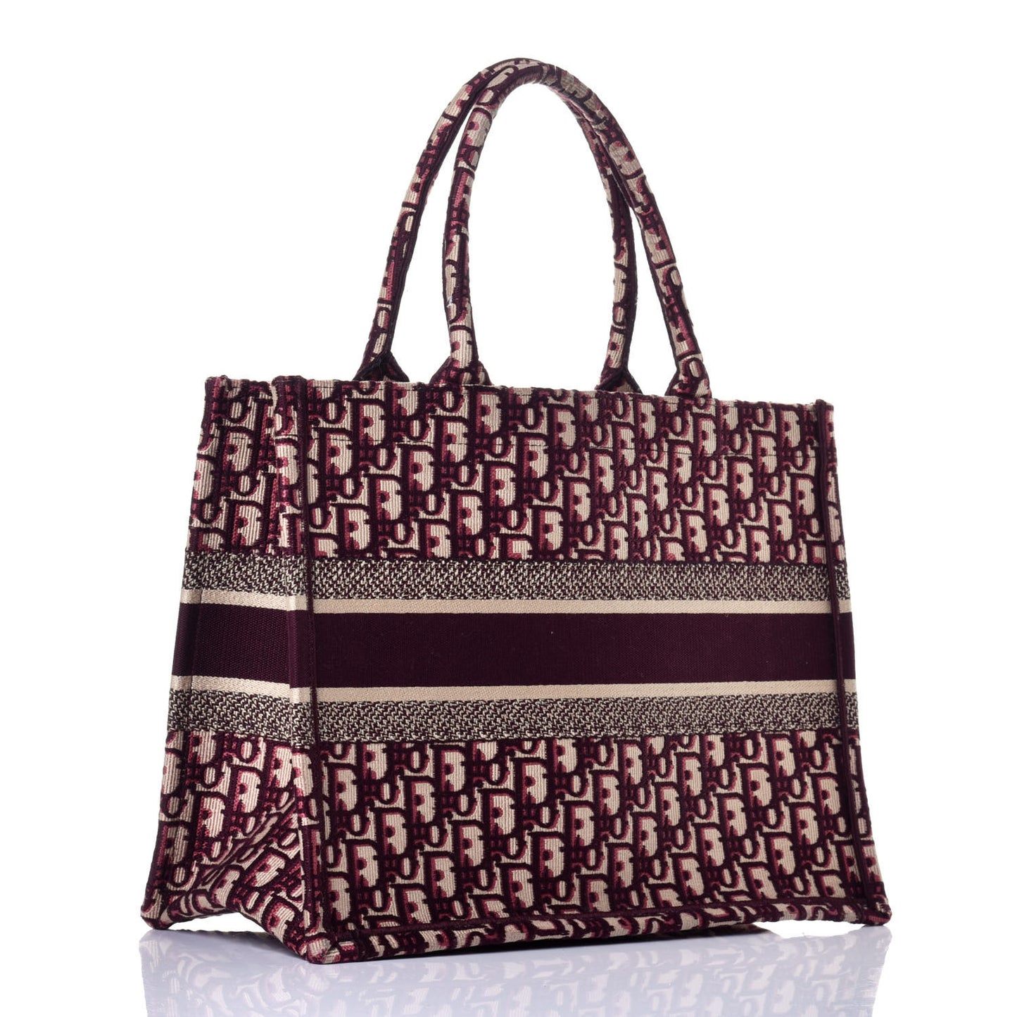 Oblique Medium Book Tote Burgundy Multicolor