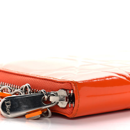 Christian Dior Patent Cannage Zip Around Wallet Orange 8 of 20