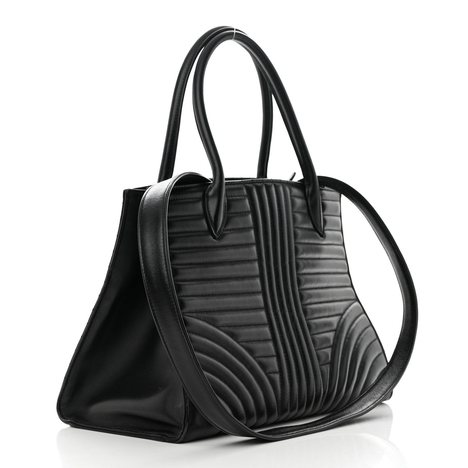 Prada Soft Calfskin Impunture Diagramme Tote Black 3 of 17