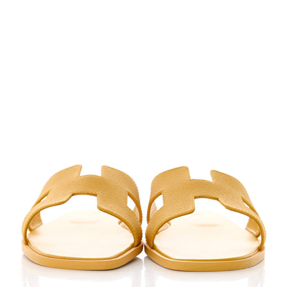 Hermes Epsom Oran Sandals 38.5 Jaune Sable 2 of 9