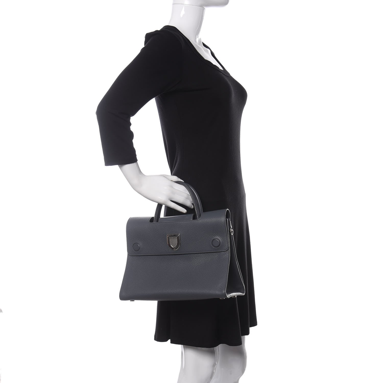 Christian Dior Grained Calfskin Medium Diorever Flap Grey 2 of 10