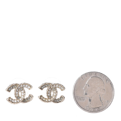Chanel Crystal CC Earrings Gold Grey 2 of 4