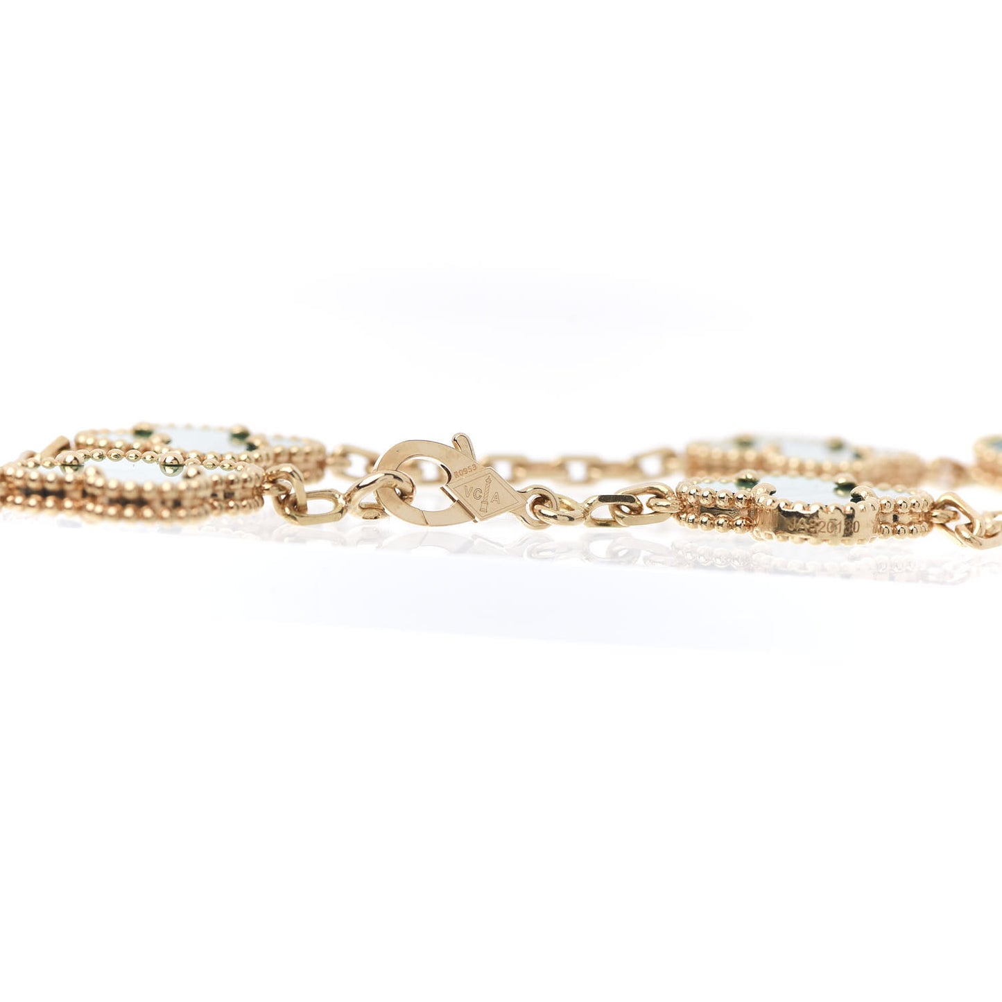 18K Yellow Gold Malachite 5 Motifs Vintage Alhambra Bracelet