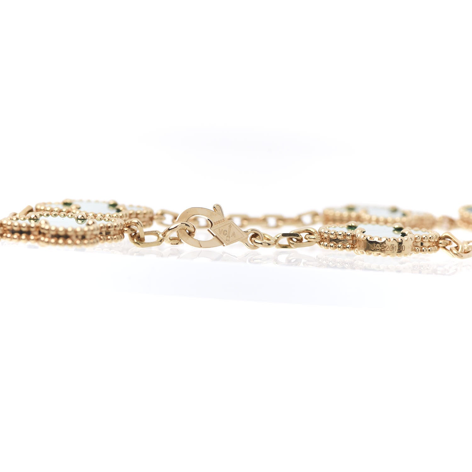 Van Cleef & Arpels 18K Yellow Gold Malachite 5 Motifs Vintage Alhambra Bracelet 4 of 4