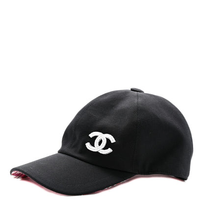 Chanel Cotton Beaded CC Cap Hat Black 1 of 8