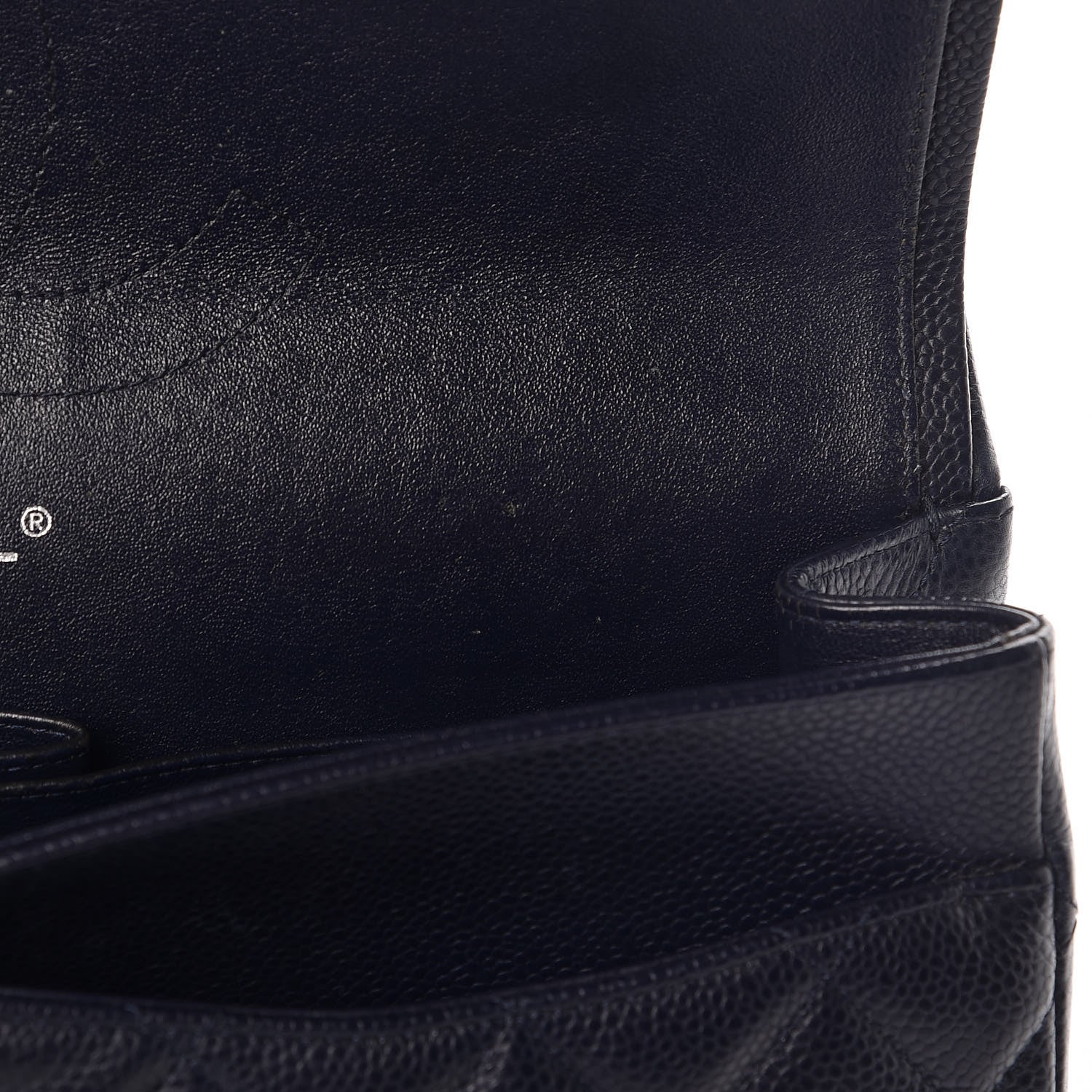 Chanel Caviar Quilted Jumbo Double Flap Navy Blue 7 of 11