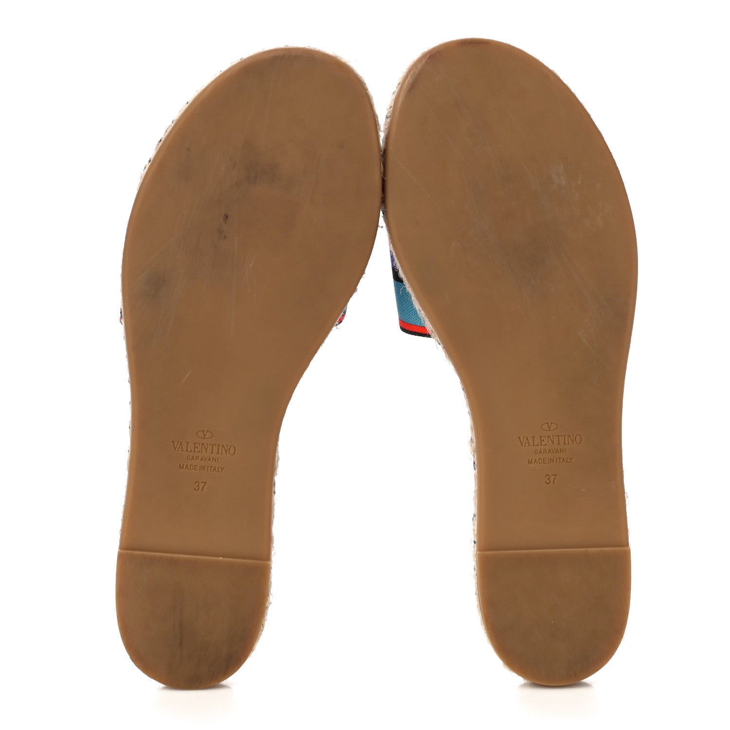 Valentino Garavani Canvas Embroidered Vlogo Espadrille Flat Slide Sandals 37 Multicolor 4 of 13